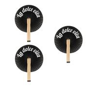 Fisura - Ventaglio pieghevole nero "Vita". Ventaglio pieghevole originale in carta. Pai pai bianco e nero. Dettaglio di nozze per invitati. Regalo per feste o cerimonie. 3 unità.