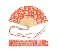 Fisura - Ventaglio originale con messaggio Cazz* di caldo. Ventaglio in legno moderno e divertente. Ventaglio rosso con motivo. Ventaglio con cordino porta ventaglio. Dimensioni: 42,5 x 23 cm.