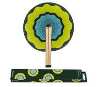 Fisura - Ventaglio pieghevole verde con onde, ventaglio originale in carta, pai pai verde e blu, accessorio per matrimonio, dettaglio per invitati, idea regalo per festa o cerimonia
