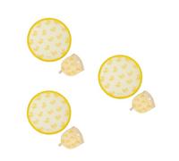 Fisura Ventaglio rotondo pieghevole anatre. Ventilatore a mano pieghevole originale. Frisbee giallo con stampa di anatre. 3 pezzi. Ventaglio portatile per feste. 20 cm., Anatre, 3 pezzi, Taglia