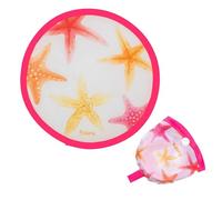Fisura - Ventaglio rotondo pieghevole. Ventilatore portatile pieghevole originale. Frisbee pieghevole. Ventaglio portatile per feste. 20 cm. (Estrellas de mar)
