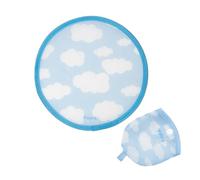 Fisura - Ventaglio rotondo pieghevole. Ventilatore portatile pieghevole originale. Frisbee pieghevole. Ventaglio portatile per feste. 20 cm. (Nubi)
