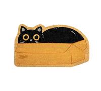 Fisura - Zerbino esterno “scatola gatto” in cocco con base antiscivolo in PVC. Zerbino dalla forma originale. Zerbino con gatto. Dipinto a mano. Misure: 70 cm x 40 cm