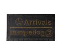 Fisura - Zerbino originale in gomma Arrivals. Zerbino da esterno giallo e nero. Zerbino da ingresso con punte. Zerbino in gomma con messaggio. Zerbino 70 x 40 centimetri.