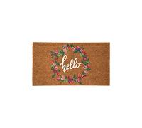 Fisura - Zerbino ingresso casa in cocco hello wreath in cocco con supporto in PVC antiscivolo. Zerbino esterno divertenti. Dipinto a mano.dimensioni:70x40 cm.