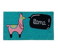 Fisura - Zerbino ingresso casa in cocco Llama con supporto in PVC antiscivolo. Zerbino esterno divertenti. Dipinto a mano. Dimensioni: 70 cm x 40 cm. Colori: blu