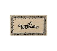 Fisura - Zerbino ingresso casa in cocco Welcome Musical con supporto in PVC antiscivolo. Zerbino esterno divertente. Dipinto a mano. Misure: 70 x 40 x 1,5 Bianco