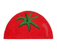 Fisura - Zerbino ingresso casa "pomodoro" di cocco con base antiscivolo in PVC. Zerbino interno rosso dipinto a mano. Tappeto ingresso casa con forma divertente. 70 x 40 cm