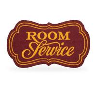 Fisura Zerbino Ingresso Casa "Room Service" in Cocco con Base Antiscivolo in PVC Zerbino Interno Rosso Dipinto a Mano Tappeto Ingresso Casa Forma Divertente 70x40 cm