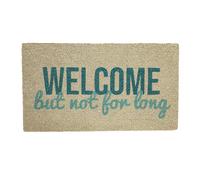 Fisura - Zerbino originale not for long in fibra di cocco con base antiscivolo in PVC. Zerbino per ingresso casa. Zerbino bianco e blu. Dipinto a mano. Misure: 70 cm x 40 cm.