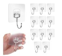 Fisynug 12pcs Adesivi Trasparenti Appendi Accappatoio Bagno Gancio Autoadesivo Ganci da Parete Massimo 20 kg,Ganci Grande Forti Senza Cuciture per Bagno Cucina Soggiorno