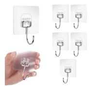 Fisynug 6pcs Adesivi Trasparenti Appendi Accappatoio Bagno Gancio Autoadesivo Ganci da Parete Massimo 20 kg,Ganci Grande Forti Senza Cuciture per Bagno Cucina Soggiorno