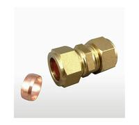 Fit 16mm Tube OD Brass Compression Union Fitting With Copper Ferrule Ring Water Gas Oil