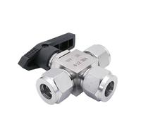 Fit 3/4/6/8/10/12-20mm 1/8" 1/4" 3/8" 1/2" OD Tube Tee L-Port Compression Ball Valve 304 Stainless Water Gas Oil(18mm)