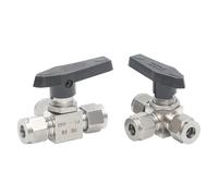 Fit 3 6 8 10 12mm 1/8" 1/4" 3/8" 1/2" OD Tube Tee L-Port Ball Valve Compression Union 304/316 Stainless Propane(12mm,SS316_L-PORT)