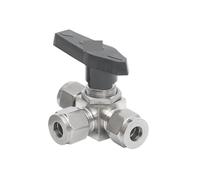 Fit 3/8" OD Tube Tee L-Port Ball Valve Compression Union 304 Stainless