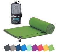 Fit-Flip Asciugamano microfibra - compatto e ultraleggero - asciugamani palestra - il perfetto telo mare grande - ottimale per viaggio, sport e piscina (50x100cm Verde Bosco)