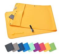 Fit-Flip Asciugamano Sportivo con Scomparto a Cerniera e Clip Magnetica - Telo in Microfibra - Compatto e ad Asciugatura Rapida - Accessori da Palestra uome e Donna - Giallo