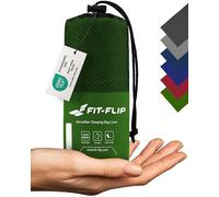 Fit-Flip Lenzuola sacco a pelo ultraleggero da viaggio, sacco a pelo in microfibra con scomparto per cuscino, sacco a pelo estivo morbido in seta, sacco lenzuolo anche come sacco a pelo (verde scuro)