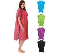 Fit-Flip Poncho Extra Lungo in Microfibra, Accappatoio per Cambiarsi e Poncho ad Asciugamano Tutto in Uno Taglia: L Colore: Corallo-Grigio