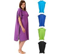 Fit-Flip Poncho Microfibra ad Asciugatura Rapida, Asciugamano da Surf, Sport Acquatici, Nuoto, Campeggio, Festival Taglia: L Colore: Viola-Verde