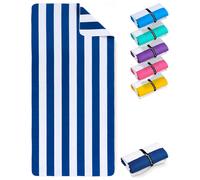 Fit-Flip Telo Mare microfibra - leggero, fine 200cm x 90cm 02 Blu Marino-bianco