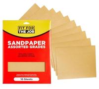 Fit for the Job 10 fogli grandi in formato A4 Carta vetrata di qualità assortita per levigare legno, mobili, metallo, intonaco per il miglioramento della casa. 3 sottili, 4 medi,