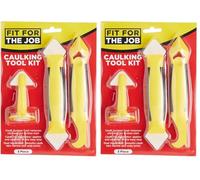 Fit For The Job Kit di strumenti per calafataggio da 3 pezzi per applicare e lisciare mastice, riempitivi, sigillante siliconico e malta per piastrelle e rimuovere vecchio materiale (Confezione da 2)