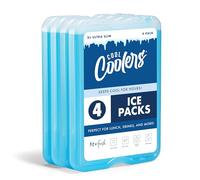 Fit & Fresh Cool Coolers by Confezione da 4 confezioni di ghiaccio XL Slim, congelamento rapido, salvaspazio, riutilizzabili, per contenitori per il pranzo o refrigeratori, blu