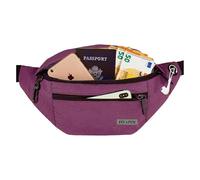 FIT&FUN Marsupio Uomo Donna Unisex, Marsupio Impermeabile, con 4 Tasche con cerniera e foro per jack di cuffie, Cintura Regolabile, Allenamento all'aperto, Escursionismo, Città. (Borgogna)