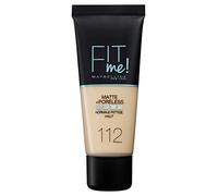 Maybelline New York Fondotinta Fit Me Matte&Poreless, Finish Opacizzante e Fissante, Tonalità: 112 Soft Beige