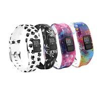 Fit-power cinturino di ricambio con fibbia in morbido silicone per braccialetto da fitness Garmin Vivofit 3 (senza tracker), Pack of 4-PatternD