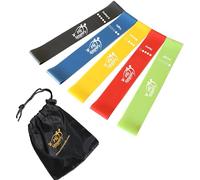 Fit Simplify - Set di 5 fasce elastiche per esercizi, fasce di resistenza con guida e borsa per il trasporto (lingua italiana non garantita), FBA_XCEX-01, Assortito