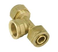 Fit Tube I.D x O.D 14x18mm - 1/2" BSP Female Tee 3 Ways Brass Fitting