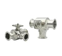 Fit Tube O.D 19-51mm Triple Clamp 1.5 "2" 304/316L Stainless Steel Sanitary T/L Port 3-way Sanitary Ball Valve Without Actuator(SUS304,T-PORT_19MM FERRULE 50.5)