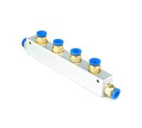 Fit Tube O.D 8mm 4 Ways Pneumatic Air Manifold Block Splitter With Coupler