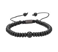 Fit Watch, bracciale in tormalina, yoga, radice in pietra naturale, con perle, in resina (nero, taglia unica)