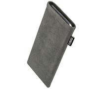 fitBAG Classic Grigio per Gigaset GX290 Alcantara Custodia per cellulare con imbottitura in microfibra | Accessorio con funzione di pulizia | Made in Germany