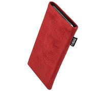 fitBAG Classic Rosso per ZTE Nubia Z80 Ultra Alcantara Custodia per cellulare con imbottitura in microfibra | Accessorio con funzione di pulizia | Made in Germany