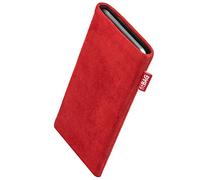 fitBAG Folk Rosso per Vivo X300 FE Custodia per cellulare pelle scamosciata con imbottitura in microfibra | Accessorio con funzione di pulizia | Made in Germany