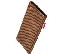fitBAG Retro Marrone per ZTE Blade V70 Max Custodia per cellulare in tessuto con imbottitura in microfibra | Accessorio con funzione di pulizia | Made in Germany