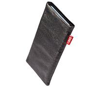 fitBAG Techno Nero per Honor Magic V6 Custodia per cellulare in tessuto con imbottitura in microfibra | Accessorio con funzione di pulizia | Made in Germany