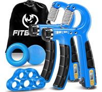 FitBeast Kit di Allenamento per Rinforzare la Presa 5 Pezzi, 2 Regolabili per Avambraccio, Estensori per Dita, Anello di Presa e Palla Antistress per Atleti (Blu Cielo)