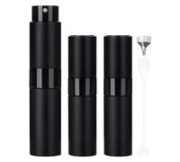 FitDA Porta Profumo da Viaggio, 3 Pezzi Atomizzatore Profumo Ricaricabile da 8ml, Mini Spruzzino Tascabile per Borsetta, per Fragranze, Colonia, Dopobarba, con Accessori per Travaso (Nero ×3)