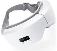 Fitdays Massaggiatore oculare calore e musica Bluetooth, maschera intelligente per la cura del relax, idea regalo per donne/madri (compleanno/festa della mamma), bianco, bianco