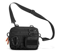 Fitdom - Piccola borsa messenger tattica nera da uomo Questa EDC può essere trasportata in diversi modi come imbracatura, spalla, tracolla, vita.