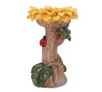 FITEGBAPY Sunflower Bird Bath Composite Weather Enduring | Large Capacity for Birds & Butterflies | Garden Decor with Ladybug Detail/Indoor Hanging Shelf