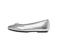 Fitflop Ballerine Delicato da Donna in Morbida Pelle Metallizzata con Fiocco, Argento, 38.5 EU
