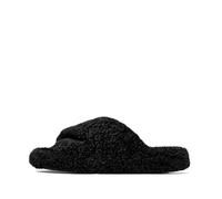 FitFlop Ciabatte Iqushion D-Luxe da donna imbottite con croce in peluche, colore nero, taglia 40