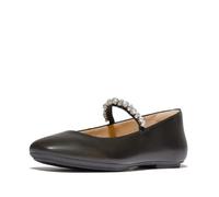 Fitflop Delicato Ballerine da Donna in Pelle con Perle e Cristalli, Nero, 39, Nero, 39 EU